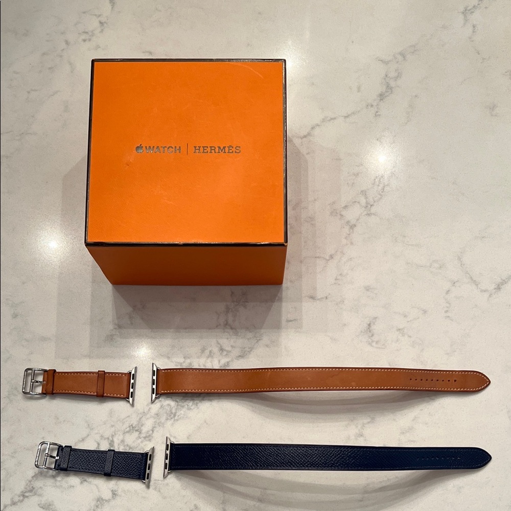 Hermes Apple Watch Double Band Set - Black and Brown